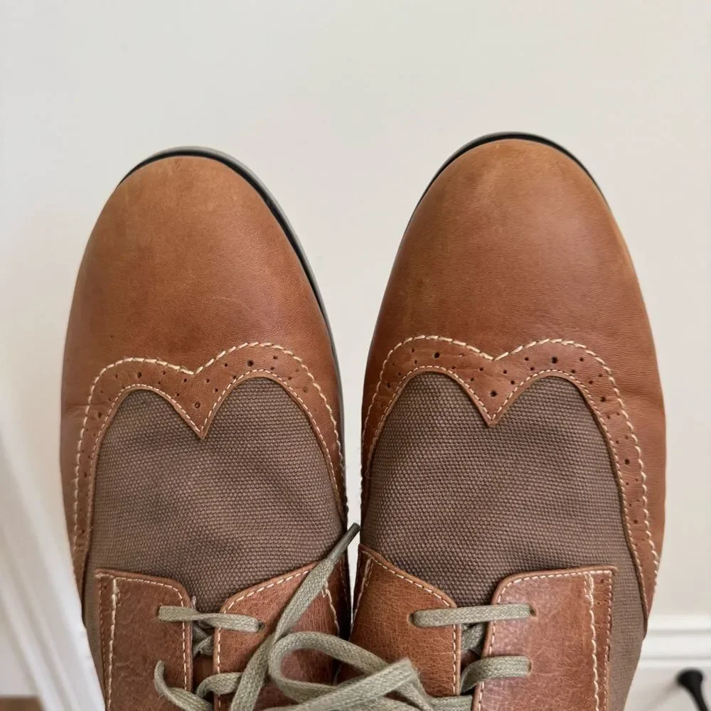 Joe's Jeans Brown Leather Lace Up Oxford Shoes with Brogue Detailing | Size 10.5